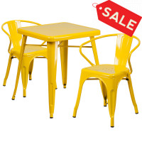 Flash Furniture CH-31330-2-70-YL-GG Metal Table Set in Yellow